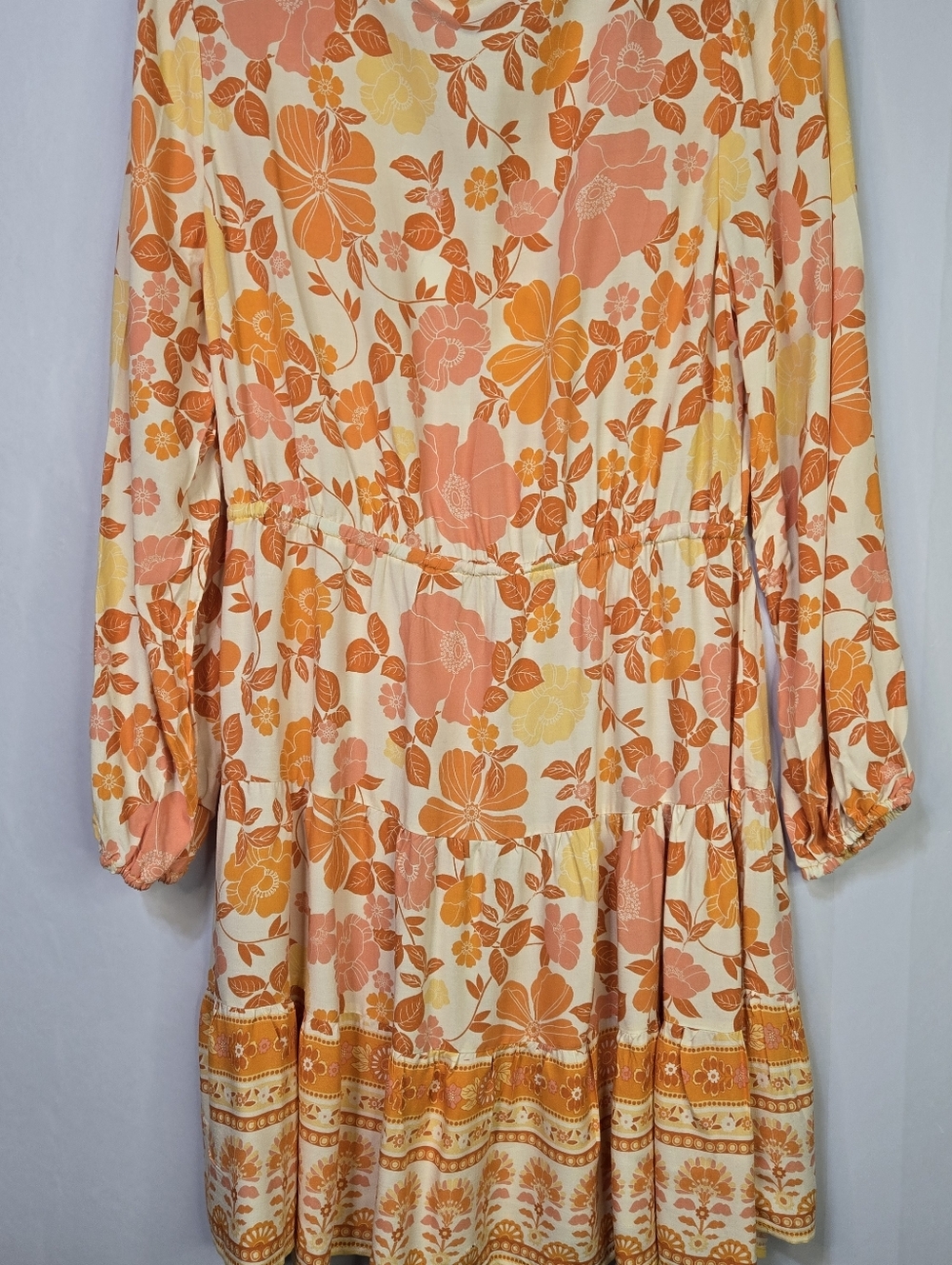Petal & Pup Size 10 Sunny Orange Floral Dress, Tie Waist & Tiered Bottom. NWT - Picture 8 of 12
